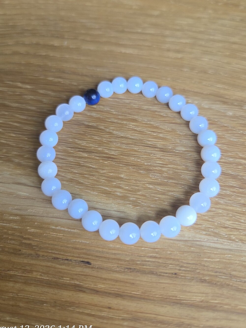 Chalcedony Beaded Stretch Bracelet | Handmade